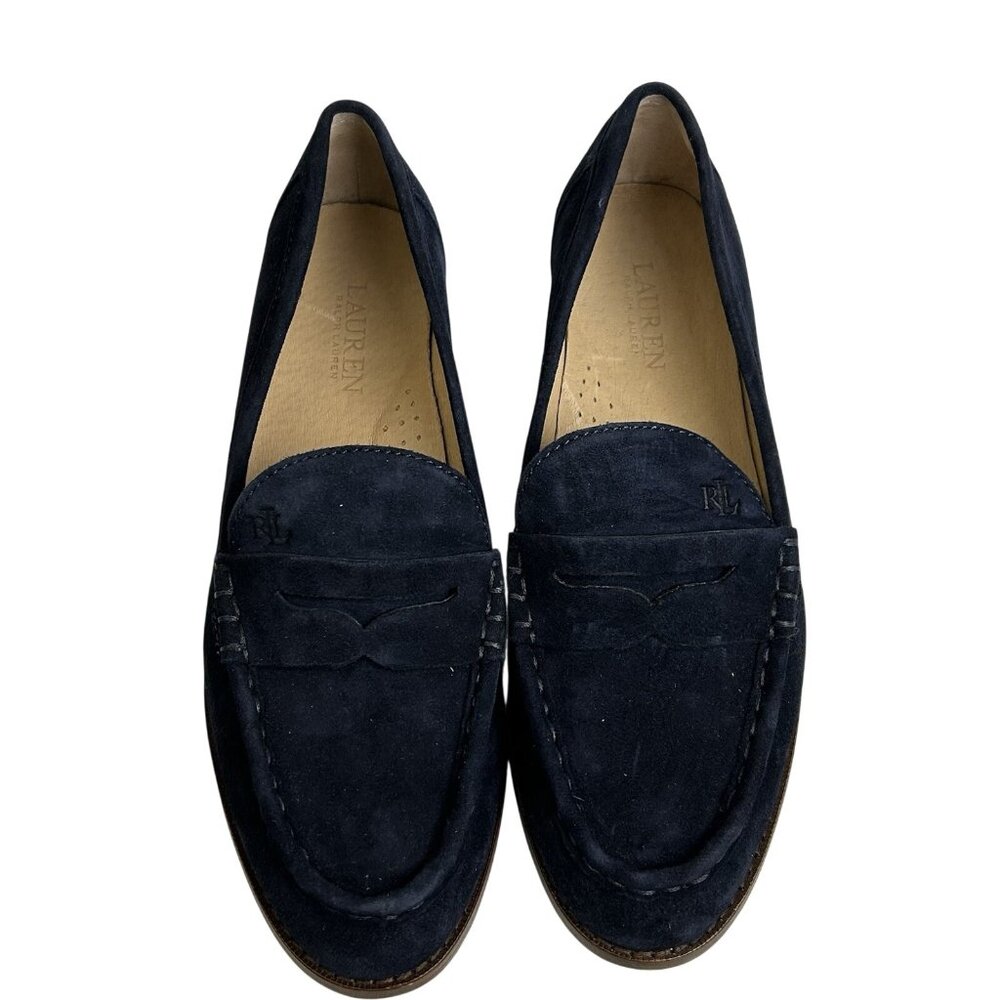 Lauren Ralph Lauren Wynnie Leather Loafers Women 6.5B Slip On Blue Soft Nappa - Picture 8 of 12